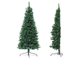 Jingle Jollys 2.4m Pre-Lit Christmas Tree Slim Pencil Xmas Tree Corner Tree XM-TR-SLIM-8FT-CORNER-LED