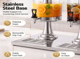 5-Star Chef 16L Dual Tank Juice Dispenser Drink Beverage Server Ice Tubes JD-8L-X2-SS