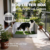 Dog Grass Pad with Tray, Foldable Litter Box High Wall, Indoor Potty Easy Clean Puppy Pee Pad V1107-135-45373-GRY3