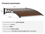 Window Door Awning Canopy 40" x 40", UPF 50 Polycarbonate Entry Door Outdoor Window Awning V952-MCZYPYCZS4040A515V0
