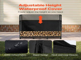 Firewood Rack with Waterproof Cover, 1.22m Outdoor Firewood 1/4 Cord Storage Metal Log V952-HWDCJ4FT20MMXR42A001V0