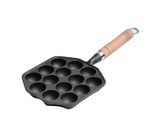 14-Hole Takoyaki Pan, Non-Stick Cast Iron Octopus Meatball Mold, Detachable Handle V1263-JX-2983