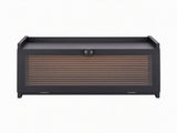 Artiss Bamboo Bread Box Kitchen Countertop Storage Clear Window Shelf 40cm Black BBX-1T-WIN-BK