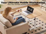 Artiss Adjustable Laptop Desk Mobile Bedside Table Hidden Storage Wood LA-DESK-C-STO-LW