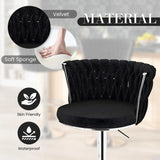 SERENIT Modern Silver Swivel Upholstered Velvet Adjustable Height Counter Stool with Metal Frame V255-GP2217R-BLACK