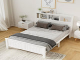 Artiss Bed Frame Double Size Wooden with 3 Shelves Bed Head White WBED-G-S1-D-ABC