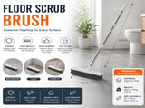 White Long Handle Floor Scrubber Brush - Stainless Steel and PP with Silicone Squeegee, 125cm V888-ELOSUNG53581