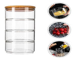 4pcs Stackable Glass Jars with Lid Storage Bowls for Fruit Salad Family Use V1263-JX-5940
