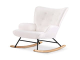 Artiss Rocking Armchair Nursing Chair Boucle Fabric White UPHO-B-ROCK02-LIN-WH