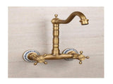Antique Bathtub Faucet Dual-Handle Brass Wall-Mounted Tub Faucet with Hot & Cold Mixer, Tall V1107-113-36263-BRO-TALL4