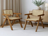 Levede 2x Walnut Wicker Armchair Dining Chair CH1101-WAX2