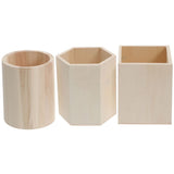 6-Piece Wooden Pen Holder Set, Pencil Cup, Desk Organizer, Makeup Brush Holder for Office and Home V1366-AZ2-W-13640