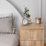 PORTO BEDSIDE TABLE - NATURAL OAK - SLIM - PULL BRASS V164-ECS13STB03G