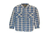 Mens Flannelette Long Sleeve Shirt 100% Cotton Check - Full Placket - Spanish Blue V563-FS-FP22-149-3XL