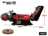 BAUMR-AG Bench Grinder Sander and Polisher Combo, 150mm Grinding Wheel, 50mm Linisher, 520W V219-SNDBELBMG65A
