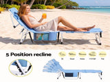 Gardeon Sun Lounger 5 Position Folding Tanning Chair with Face Hole Blue FF-LOUNGE-HOLE-BU