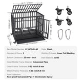 VEVOR 42 Inch Heavy Duty Dog Crate, Indestructible Dog Crate, 3-Door Heavy Duty Dog Kennel for V952-GLSYSDXPF421474QIV0