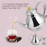 1.2L Stainless Steel Gooseneck Pour Coffee Drip Kettle Tea Filter Pot Indoor V1294-YM0722-JYB01750