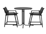 Gardeon 3PC Outdoor Bar Set Stools Dining Chairs Table Patio Furniture Bistro Set Steel Black ODF-BARSET-3TEX-BK