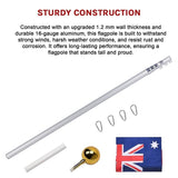 9.1m Flag Pole Kit Telescopic Heavy Duty 16 Gauge Aluminium with Flag V63-841721