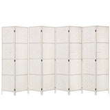 Artiss 8 Panel Room Divider Screen 326x170cm Woven White RD-C-8001-8P-WH