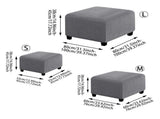 Square Ottoman Covers Slipcover Stretch Comfortable Jacquard Fabric with Elastic Bottom Form Fit V1366-AZ2-W-16602
