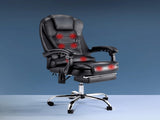 Artiss 8 Point Massage Office Chair PU Leather Footrest Black MOC-9MJ-BK-COMBO