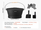 Ash Bucket, 4 PCS with Lid, Shovel, Broom and Gloves, Metal Fireplace Charcoal Bucket and Ash Can, V952-BLHT4JTDGYXTGG4LL001V0