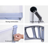 Instahut Window Door Awning Canopy 1.5mx3m Transparent Sheet Grey Plastic Frame AWN-15X3-CLR