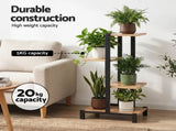 Artiss 4 Tiers Plant Stand Metal Flower Pots Shelf Indoor Outdoor Garden Home PS-4T-WOOD-LW