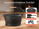 Ash Bucket, 4 PCS with Lid, Shovel, Broom and Gloves, Metal Fireplace Charcoal Bucket and Ash Can, V952-BLHT4JTDGYXTGG4LL001V0