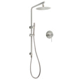 WELS Brushed Nickel Dual Shower Set Sliding Rail Arm 8" Round Head Metal Handheld Wall Mixer V1233-S4902BNSS019CBNKSR108NKRD201N