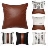 Throw Covers, Modern Farmhouse Decorative Covers for Couch Sofa Bed,Faux Leather V1366-AZ2-W-19872