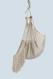 Fringed Cotton Rope Mexican Hammock Swing from Mexico in Ivory V97-CHSCHIVORY
