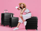 Slimbridge 3PC Luggage sets Suitcase Black LG1010-BK