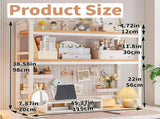 CARLA HOME 2-Tier Metal Desktop Hutch Bookshelf with Grid Panel for Computer Desk and Office LSB-36220