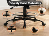 Artiss Drawing Table with Ergonomic Office Chair, Drafting Tables with Tempered Glass Desktop, DRAW-DESK03-SI-RING-2003