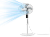 DEVANTI 16" Pedestal Fan with Remote 3 Speeds 8H Timer, White PF-RC-40G2M-WH