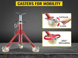 Pipe Stand, Pipe Jack Stands with Casters Adjustable Height 28-52 Inch, V Head Pipe Stand 882 LB, V952-GJGJXDL1107AV65OSV0