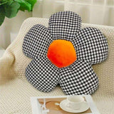 SOGA 2X Black Flower Cushion Shaped for Floor and Sitting Throw Pillow SCUSHION095X2