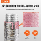 Dryer Vent Hose, 152.4MM Insulated Flexible Duct 7.62M Long with 2 Duct Clamps, Heavy-Duty Three V952-NTJYGD625FT020G41V0