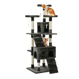 i.Pet Cat Tree 180cm Tower Scratching Post Scratcher Wood Condo House Toys Grey PET-CAT-HSCT076-180-GR