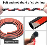 Universal Self-Adhesive D-Shape Rubber Car Door Seal Strip, 18 m Door Weatherstrip Protector, Black V1189-LC-QP-00487
