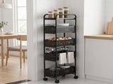 Levede 5 Tier Storage Trolley Slim With Pull Out Drawers For Home Kitchen Black HO0615-BK-5-AU