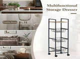 CARLA HOME 4 Tier Rolling Kitchen Trolley Cart - Rustic Brown - Steel - Kitchen Rolling Cart V178-36446