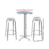 Gardeon 3-Piece Outdoor Bar Set Bistro Table Stools Adjustable Round Cafe FF-TABLESET-ROUND