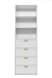 GENEVA 3 SHELF 4 DRAWER BUILT IN WARDROBE - WHITE - HAMPTON - HALF MOON BRASS V164-ECW2HBO4G