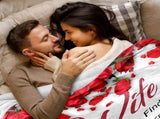 Romantic Rose Print Fleece Blanket for Wife, Soft Cozy Throw for Valentines Day Anniversary V1107-CS-QZMTX