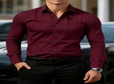 Men'S Formal Shirt Slim Fit Dress Shirt Long Sleeve Shirt Printed Shirt - navy blue - Size XL V1106-M-APP-81125-NAVY-XLAUXLEU52
