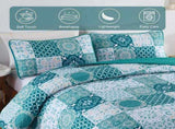 Teal Boho Mosaic Patchwork Coverlet Bedspread Set V745-AC081233Q13U